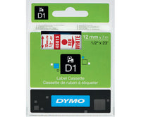 DYMO D1 12MM PUNAINEN/VALKOINEN 45015