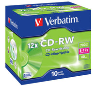 VERBATIM CD-RW 700MB 12X HIGH SPEED JC [10KPL/Erä]