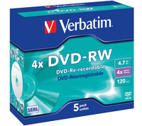 VERBATIM DVD-RW 4,7GB 4X JC [5KPL/Erä]