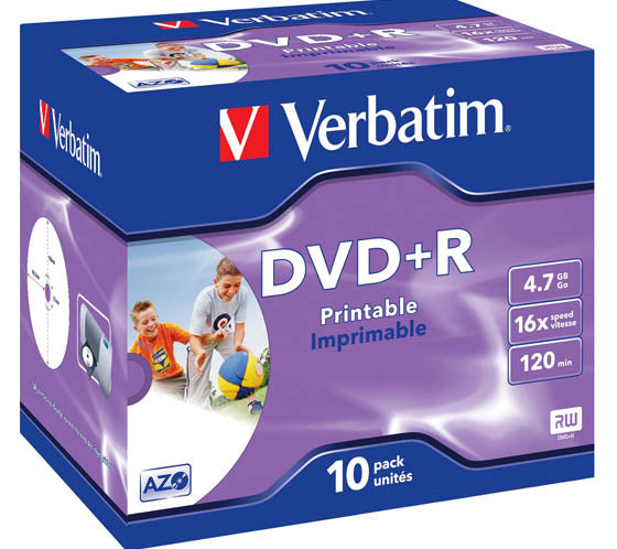 VERBATIM DVD+R 4,7GB 16X PRINTABLE JC [10KPL/Erä]
