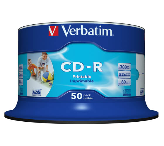 VERBATIM CD-R 700MB 52X PRINT.SPIND.(50) [50KPL/Erä]